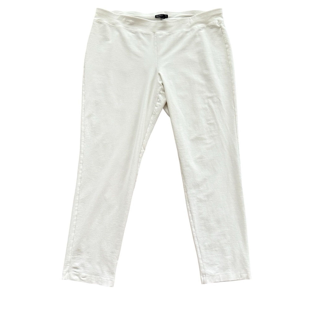 Eileen Fisher Off White Stretch Washable Crepe Slim Ankle Pull On Pants Size XL